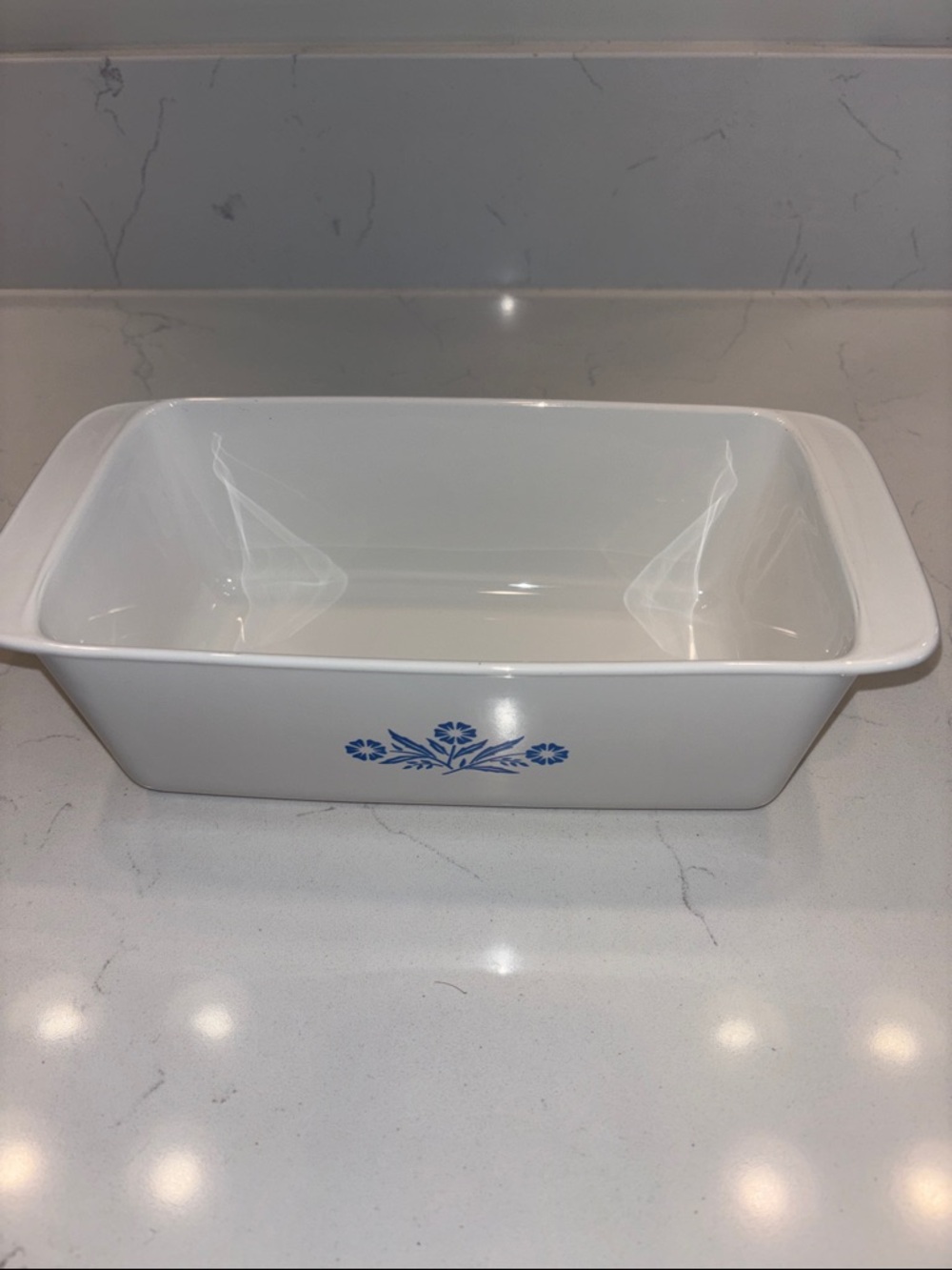 Corningware  Ceramic Baking Loaf Pan with Blue Floral Cornflower